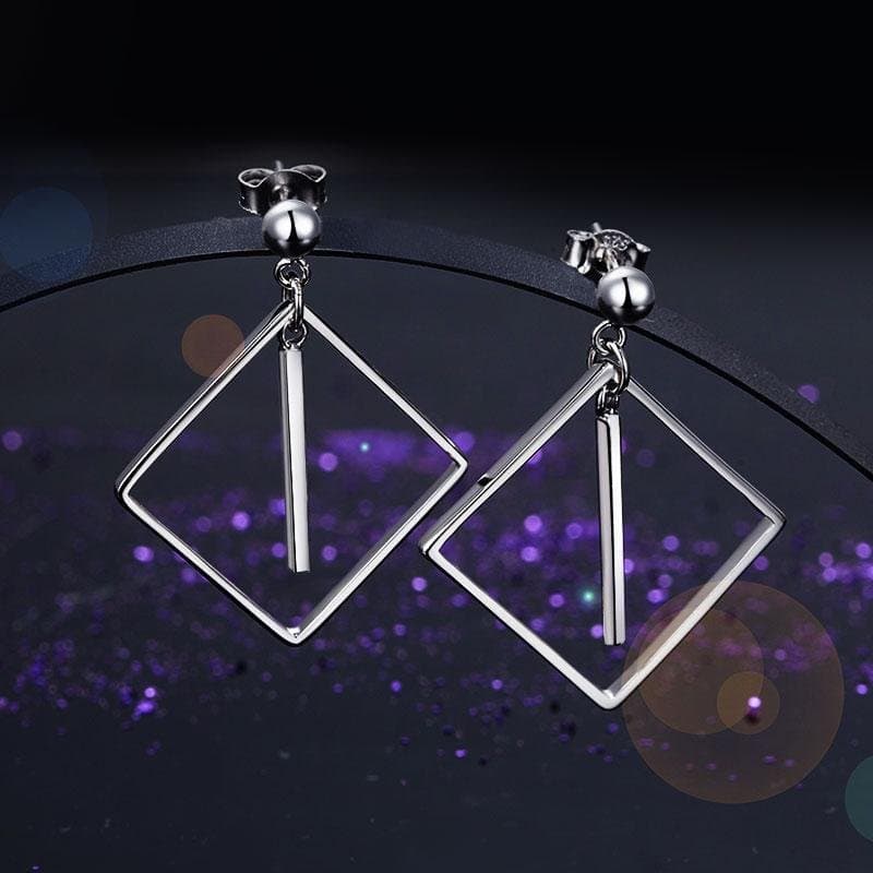 Dangle Square Sterling Silver Earrings