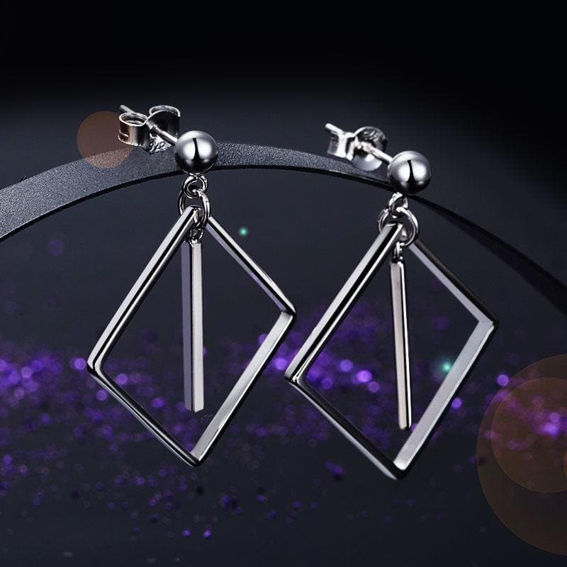 Dangle Square Sterling Silver Earrings