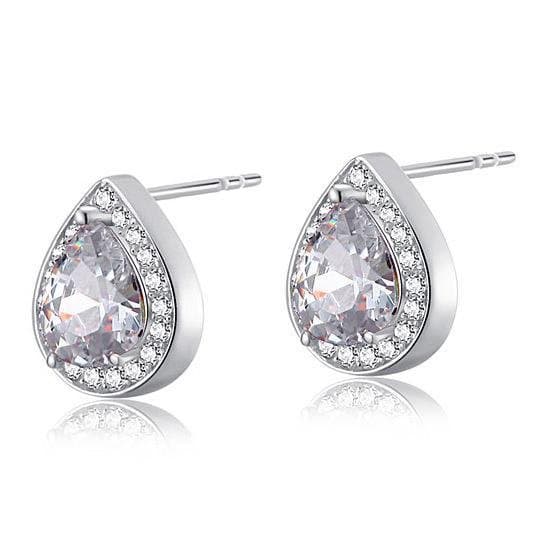 1 Carat Pear Cut Created Diamond Stud Earrings