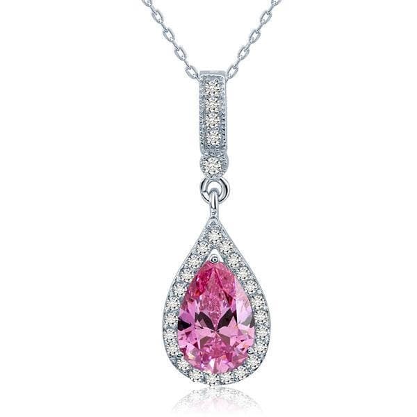 Pink Pendant Tear Drop Necklace