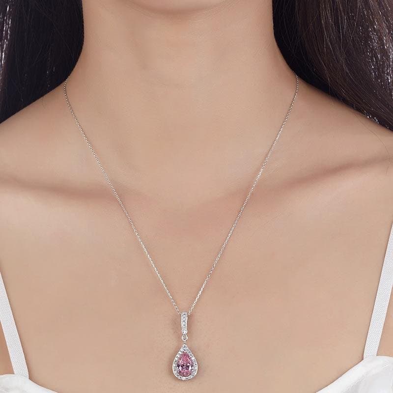 Pink Pendant Tear Drop Necklace