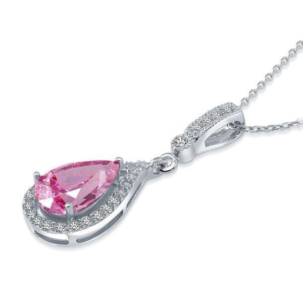 Pink Pendant Tear Drop Necklace