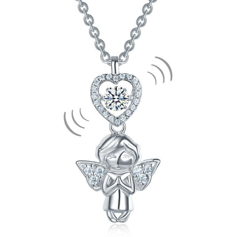 Kids Angel Heart Dancing Stone Pendant Necklace
