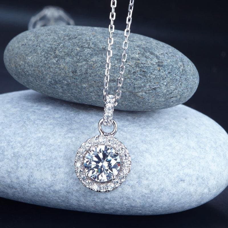 1 Carat Round Cut Created Diamond Pendant Necklace