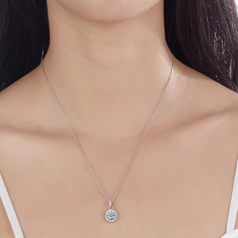 1 Carat Round Cut Created Diamond Pendant Necklace