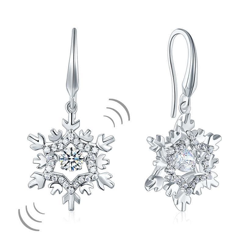 Classic Dancing Stone Dangle Drop Earrings Snowflake