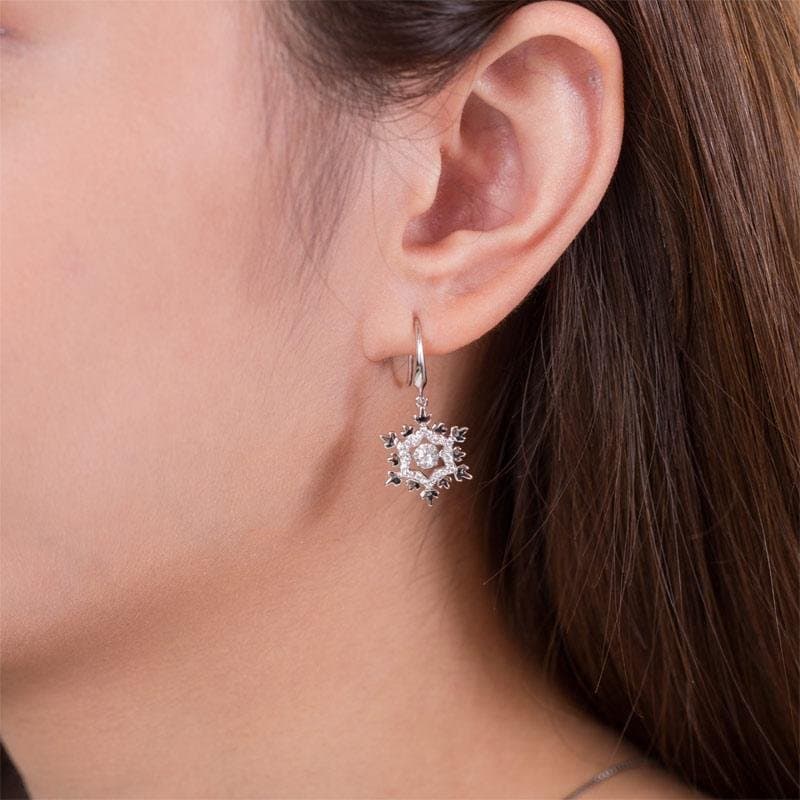 Classic Dancing Stone Dangle Drop Earrings Snowflake