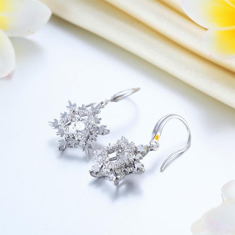 Classic Dancing Stone Dangle Drop Earrings Snowflake