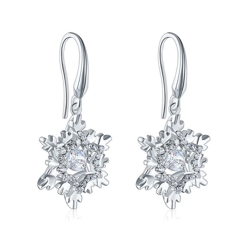 Classic Dancing Stone Dangle Drop Earrings Snowflake