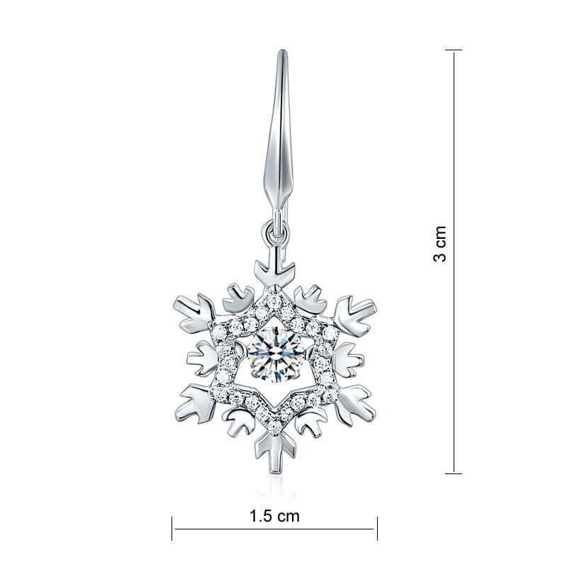 Classic Dancing Stone Dangle Drop Earrings Snowflake