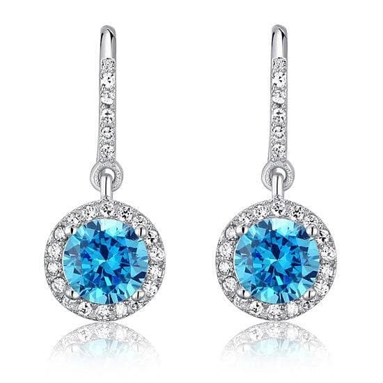 1.5 Carat Created Blue Topaz Dangle Earrings