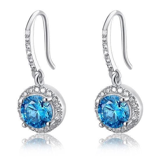 1.5 Carat Created Blue Topaz Dangle Earrings