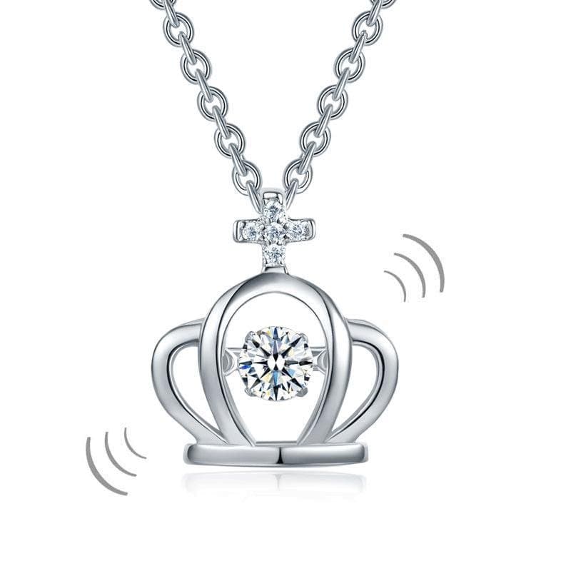 Kids Crown Dancing Stone Pendant Necklace
