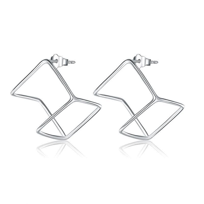 Cube Stud Sterling Silver Earrings