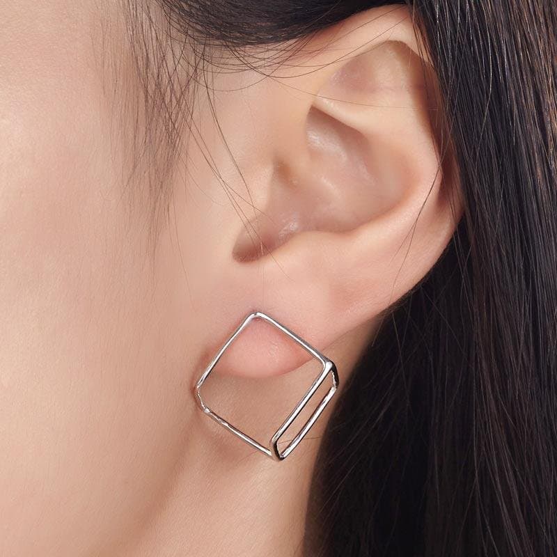 Cube Stud Sterling Silver Earrings