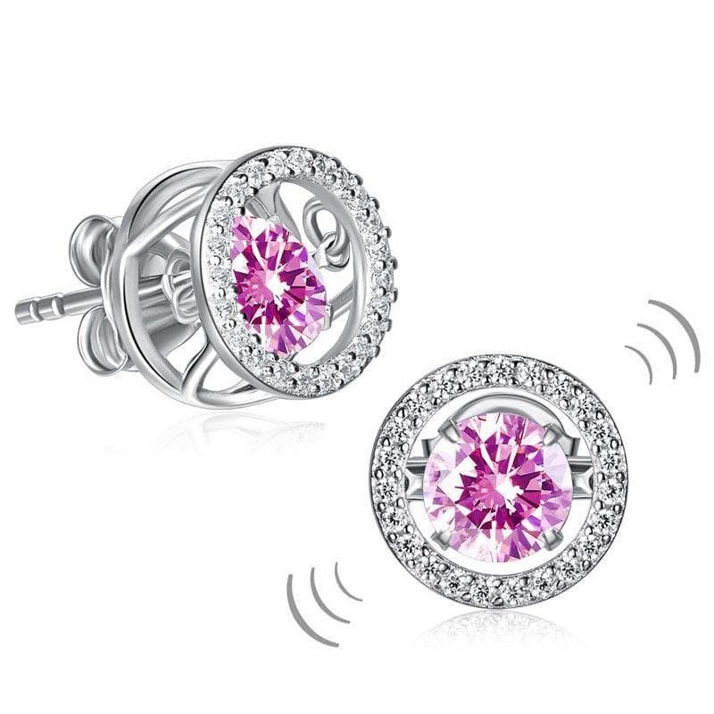 Dancing Pink Stone Stud Earrings