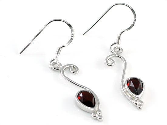 1.5 Carat Genuine Dark Red Garnet Dangle Earrings