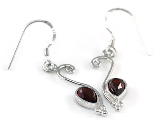 1.5 Carat Genuine Dark Red Garnet Dangle Earrings