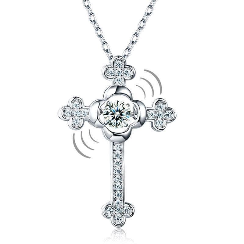 Dancing Stone Cross Pendant Necklace Vintage Style Gothic