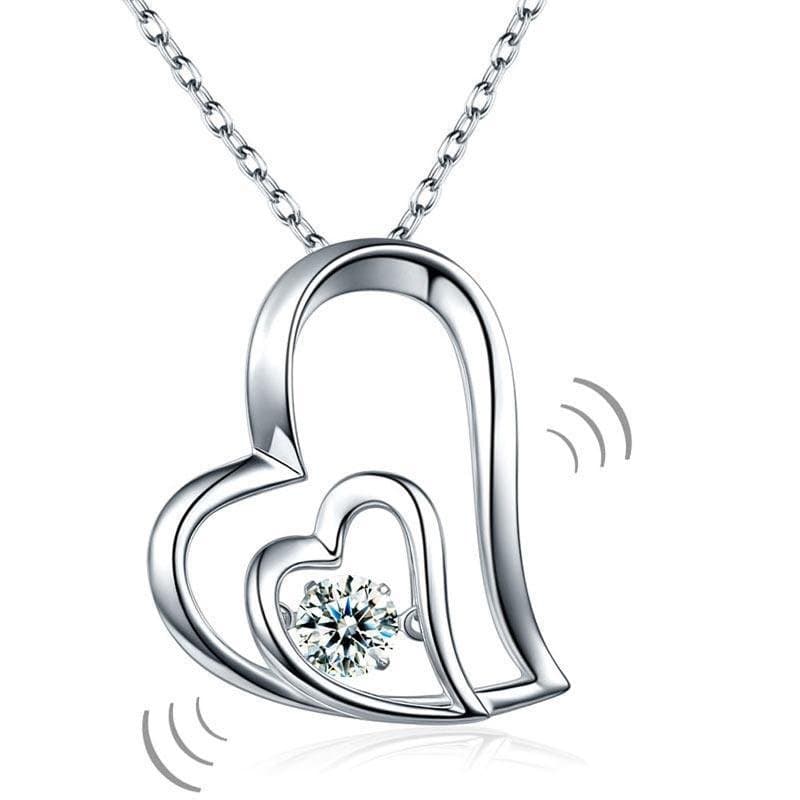 Dancing Stone Double Heart Pendant Necklace