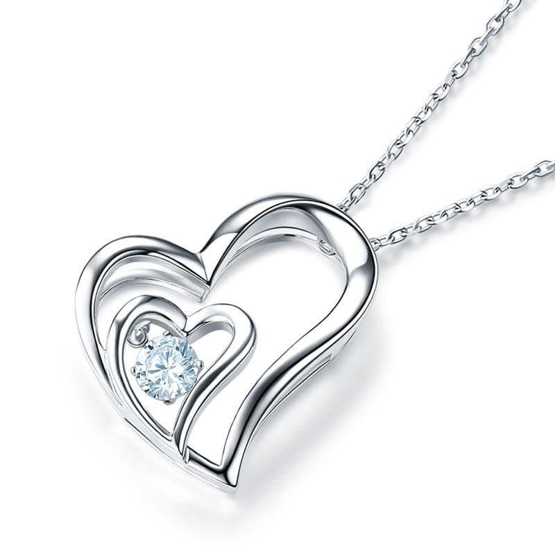 Dancing Stone Double Heart Pendant Necklace
