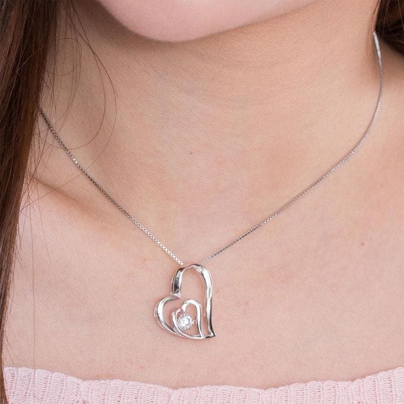 Dancing Stone Double Heart Pendant Necklace