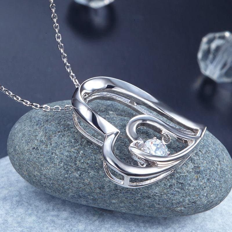Dancing Stone Double Heart Pendant Necklace