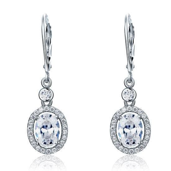 1.5 Carat Oval Cut Created Diamond Dangle Earrings