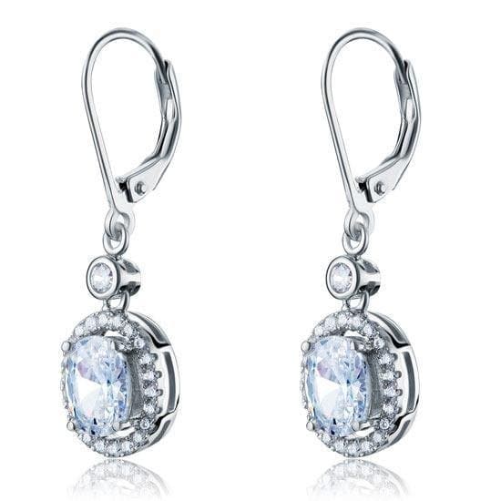 1.5 Carat Oval Cut Created Diamond Dangle Earrings