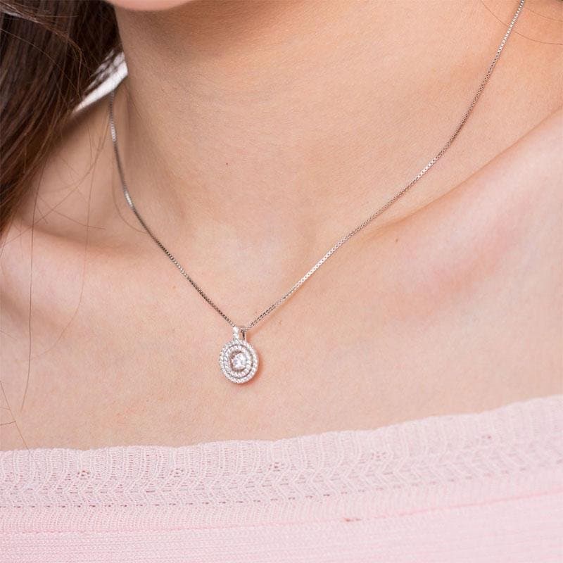 Dancing Stone Halo Pendant Necklace