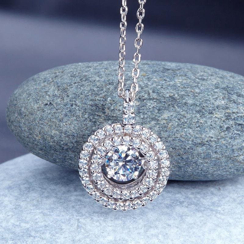 Dancing Stone Halo Pendant Necklace