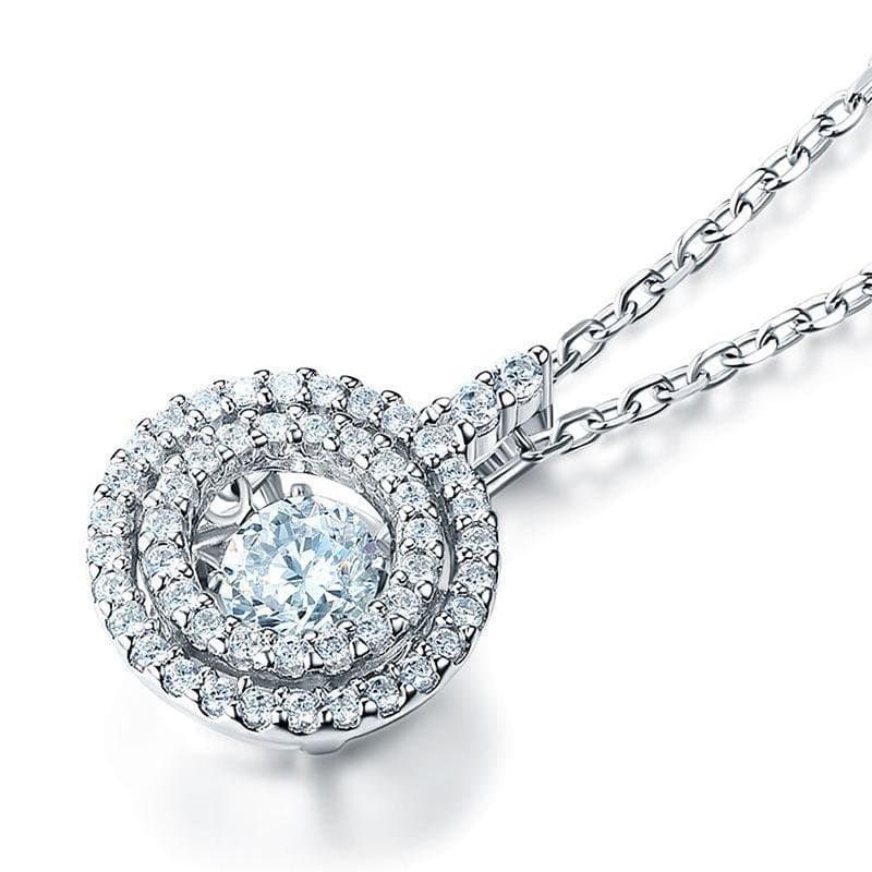Dancing Stone Halo Pendant Necklace