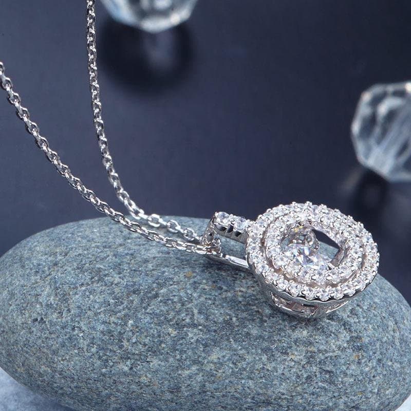 Dancing Stone Halo Pendant Necklace
