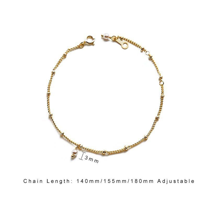 Shell Pearl 925 Sterling Silver Chain Bracelet