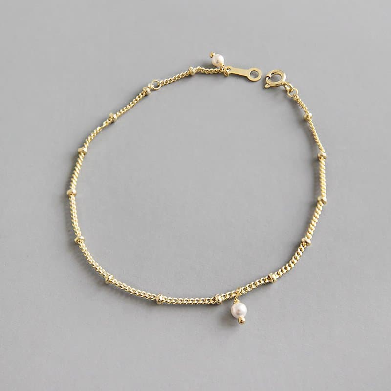 Shell Pearl 925 Sterling Silver Chain Bracelet