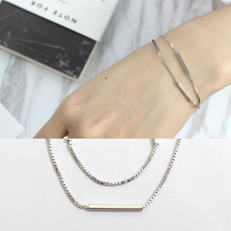Double Layer Box 925 Sterling Silver Bracelet