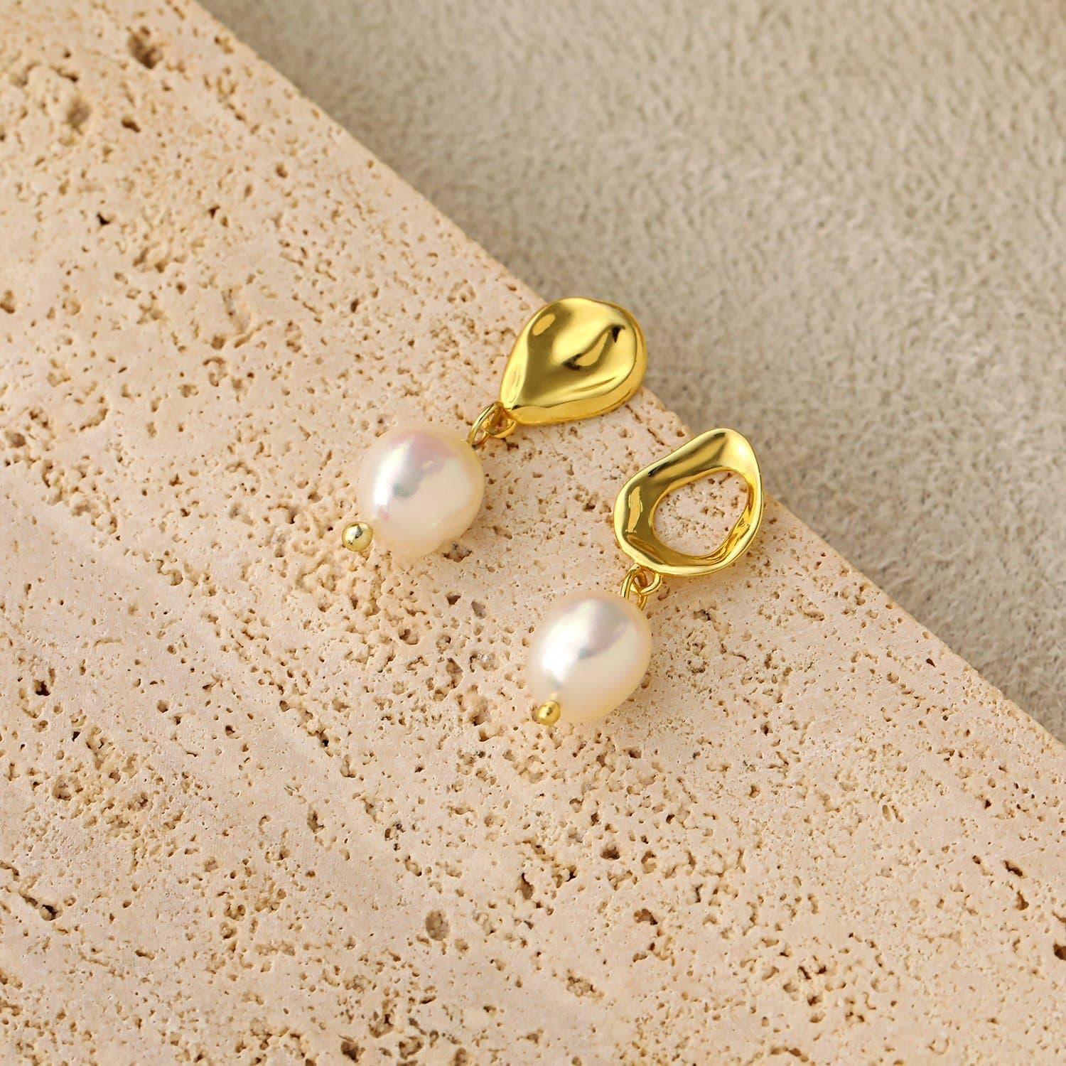Irregular Baroque Natural Pearl 925 Sterling Silver Dangling Earrings