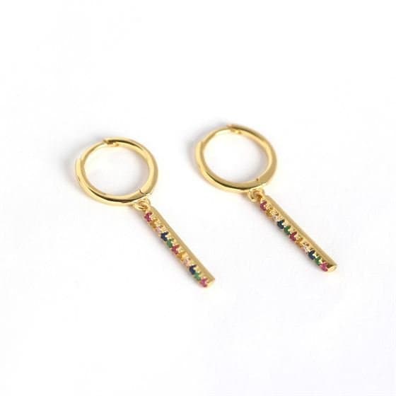 Colourful CZ Stick 925 Sterling Silver Leverback Earrings