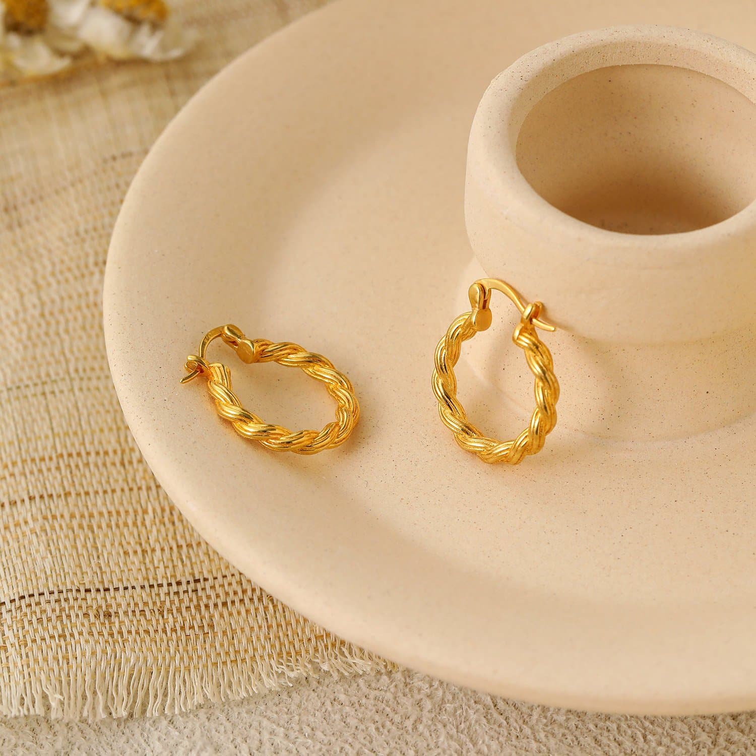Twisted 925 Sterling Silver Hoop Earrings