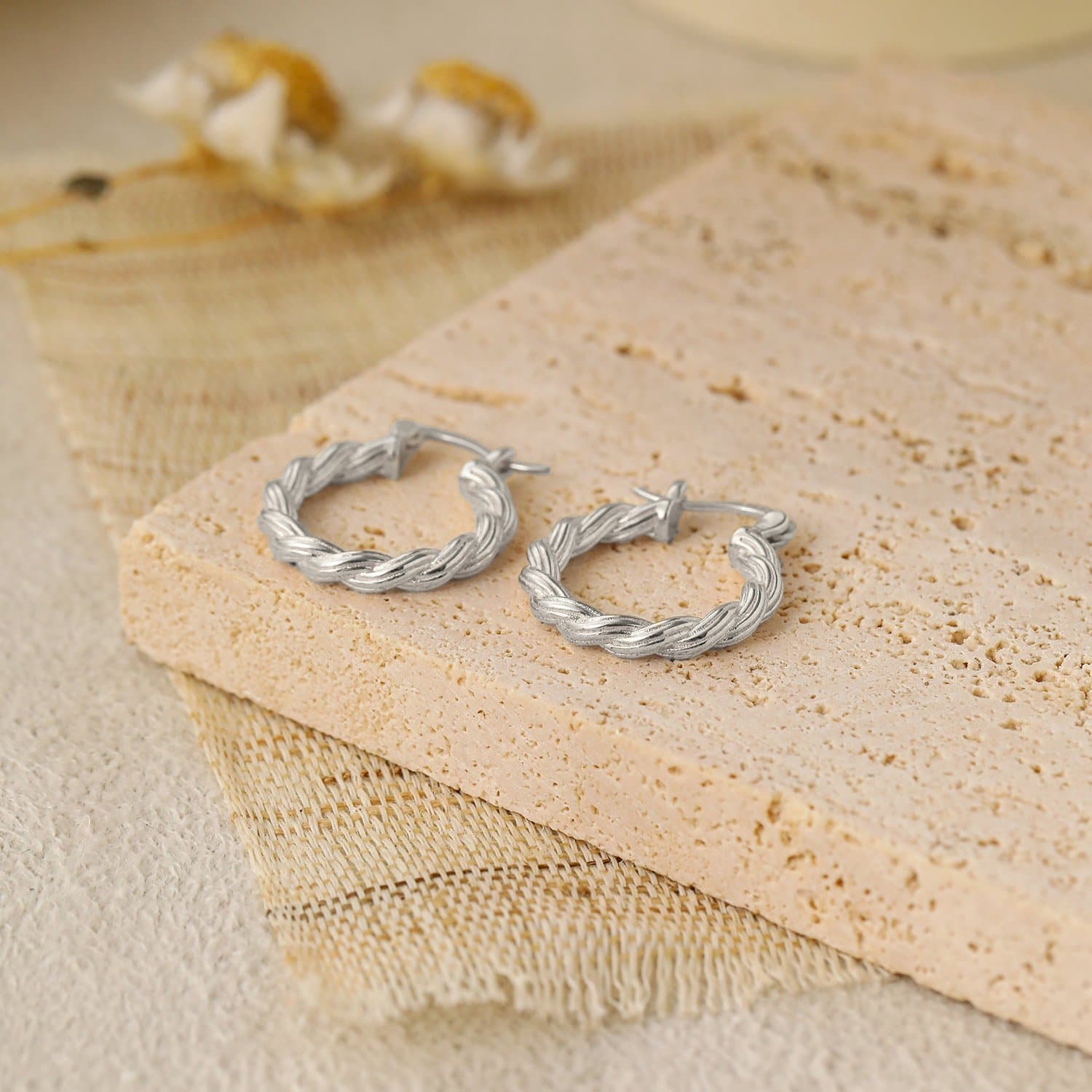Twisted 925 Sterling Silver Hoop Earrings