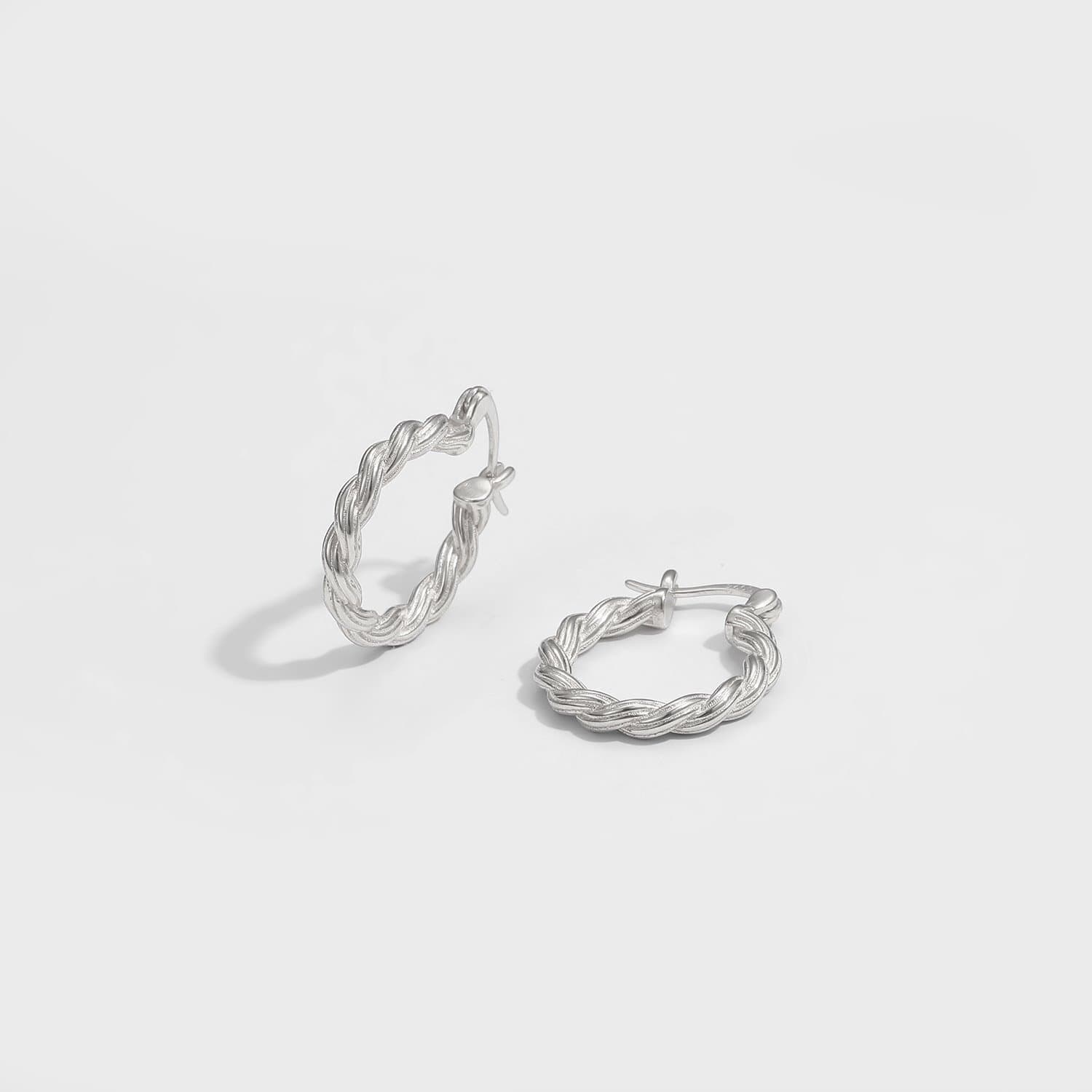 Twisted 925 Sterling Silver Hoop Earrings