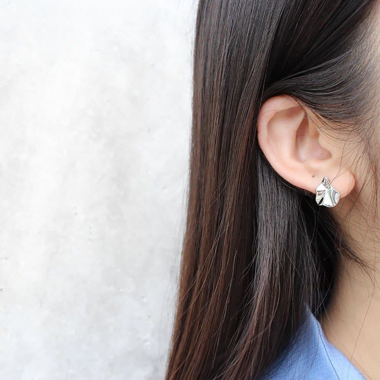 Asymmetric Leaves 925 Sterling Silver Studs Earrings