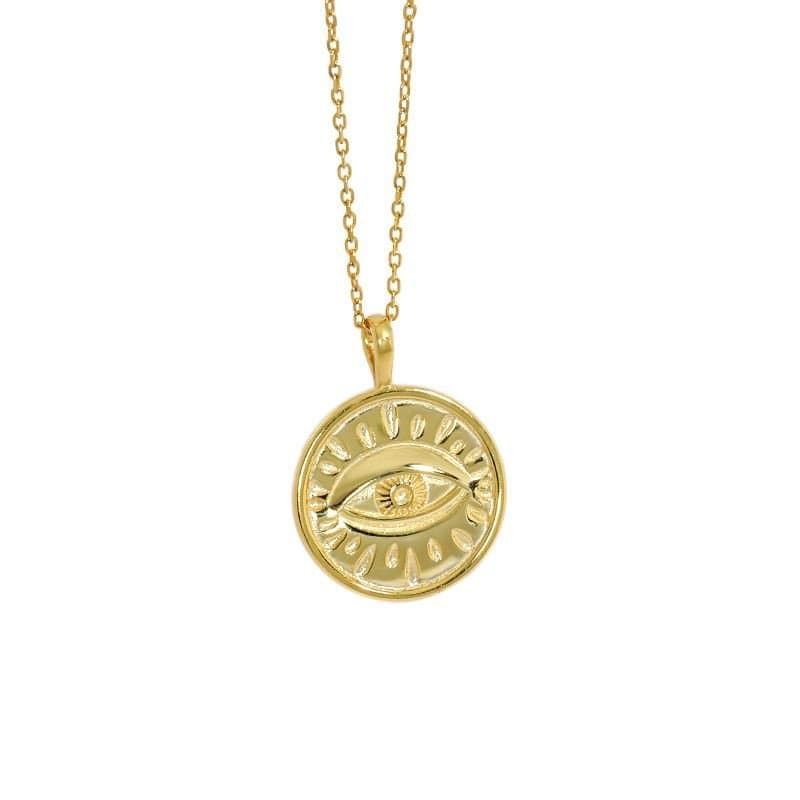 Eye Round Tag 925 Sterling Silver Necklace