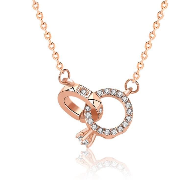 CZ Hollow Interlocking Circles 925 Sterling Silver Necklace