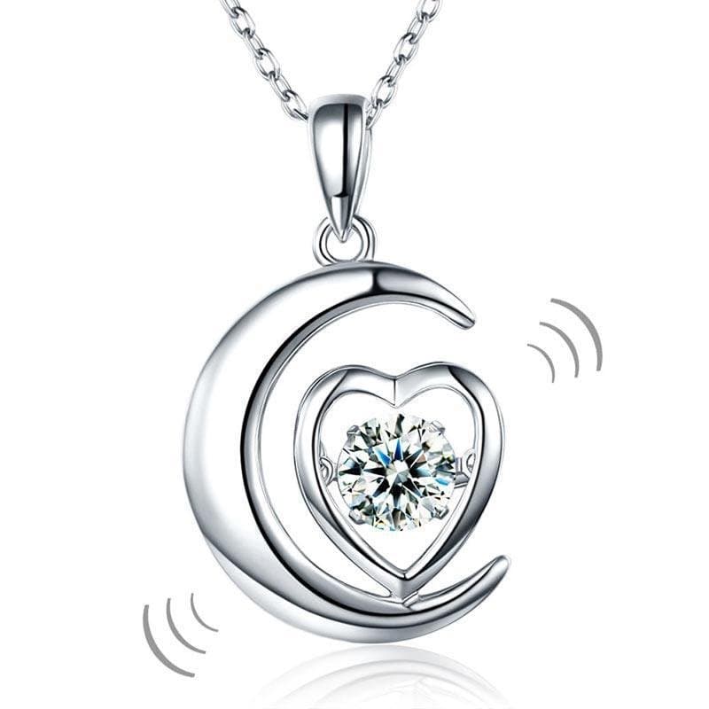 Dancing Stone Moon Heart Pendant Necklace
