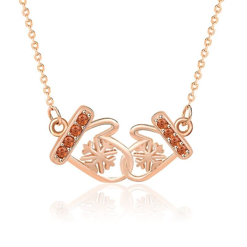CZ Snowfalke Glove 925 Sterling Silver Necklace