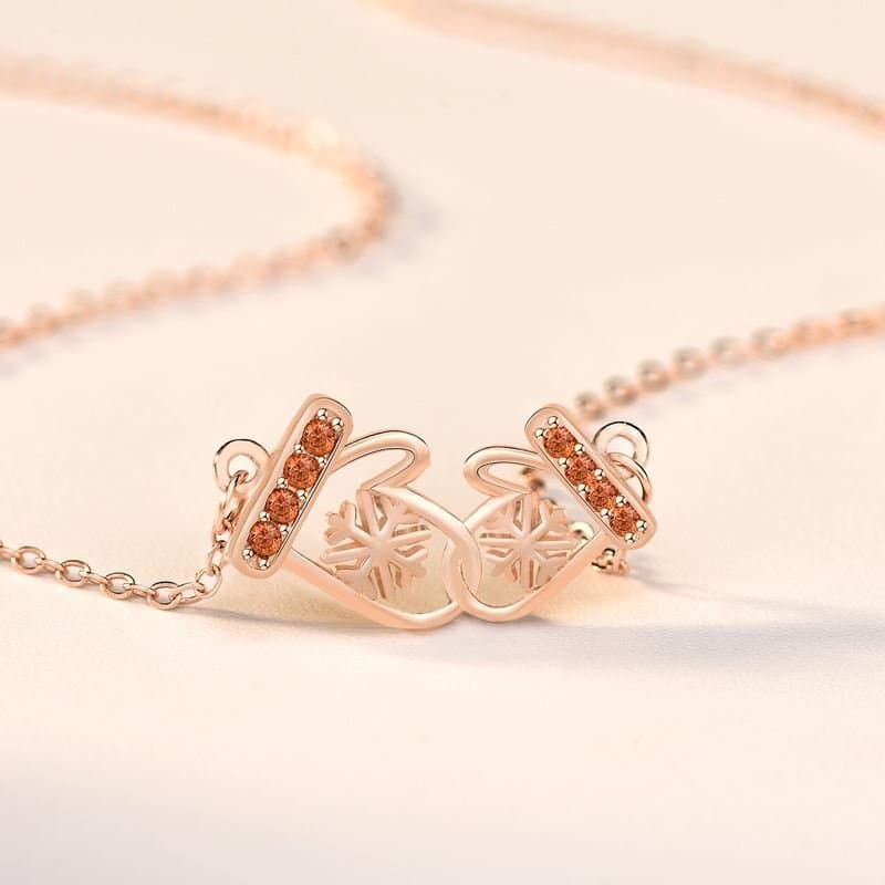 CZ Snowfalke Glove 925 Sterling Silver Necklace