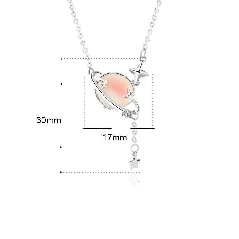 Natural Moonstone Planet Stars 925 Sterling Silver Necklace