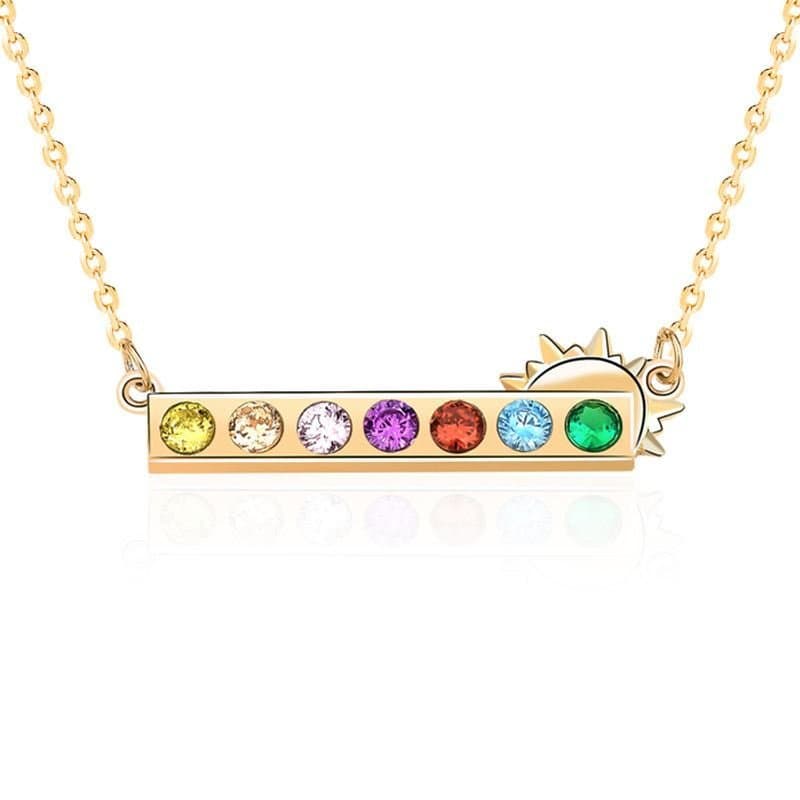Colourful CZ Rainbow Sun 925 Sterling Silver Necklace