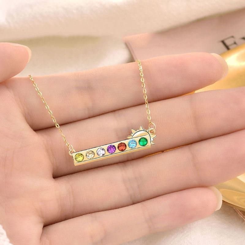 Colourful CZ Rainbow Sun 925 Sterling Silver Necklace